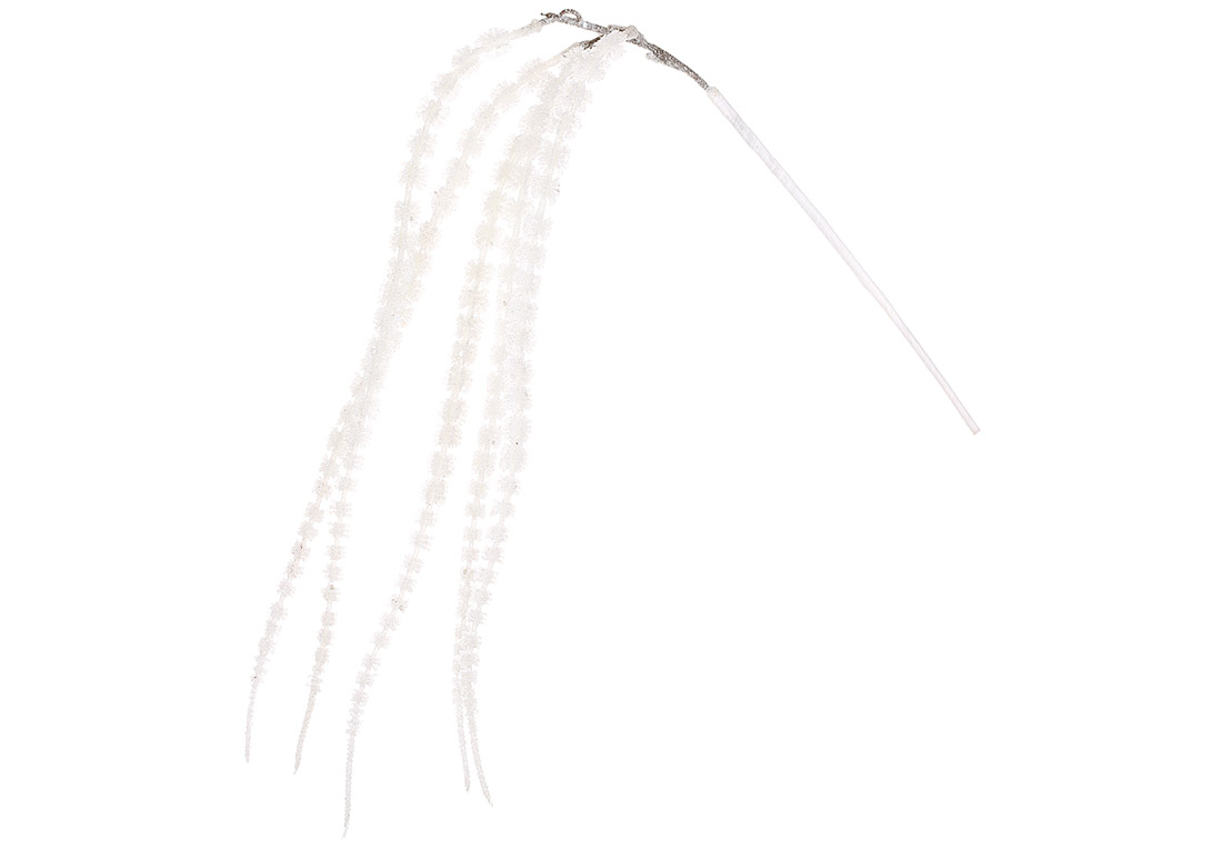 Декоративна спадаюча гілка в гліттері 79см, колір - білий
