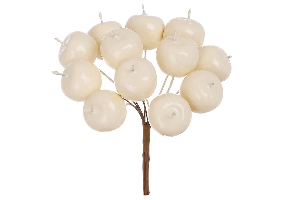 Пучок (12шт) міні - яблук 10см, колір - білий