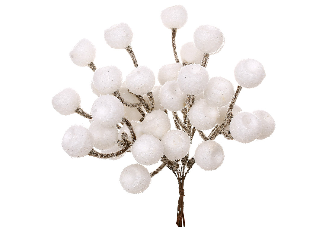 Декоративний пучок (6шт) засніжених ягід, 20см