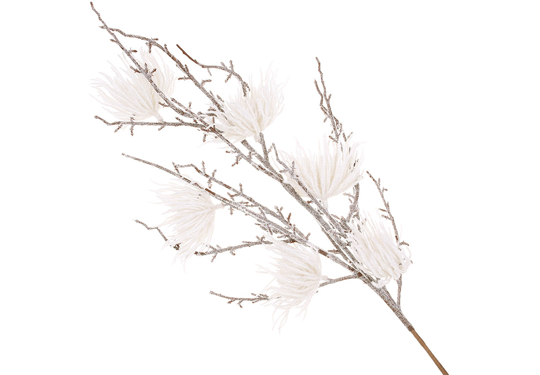 Декоративна засніжена гілка хвої, 75см