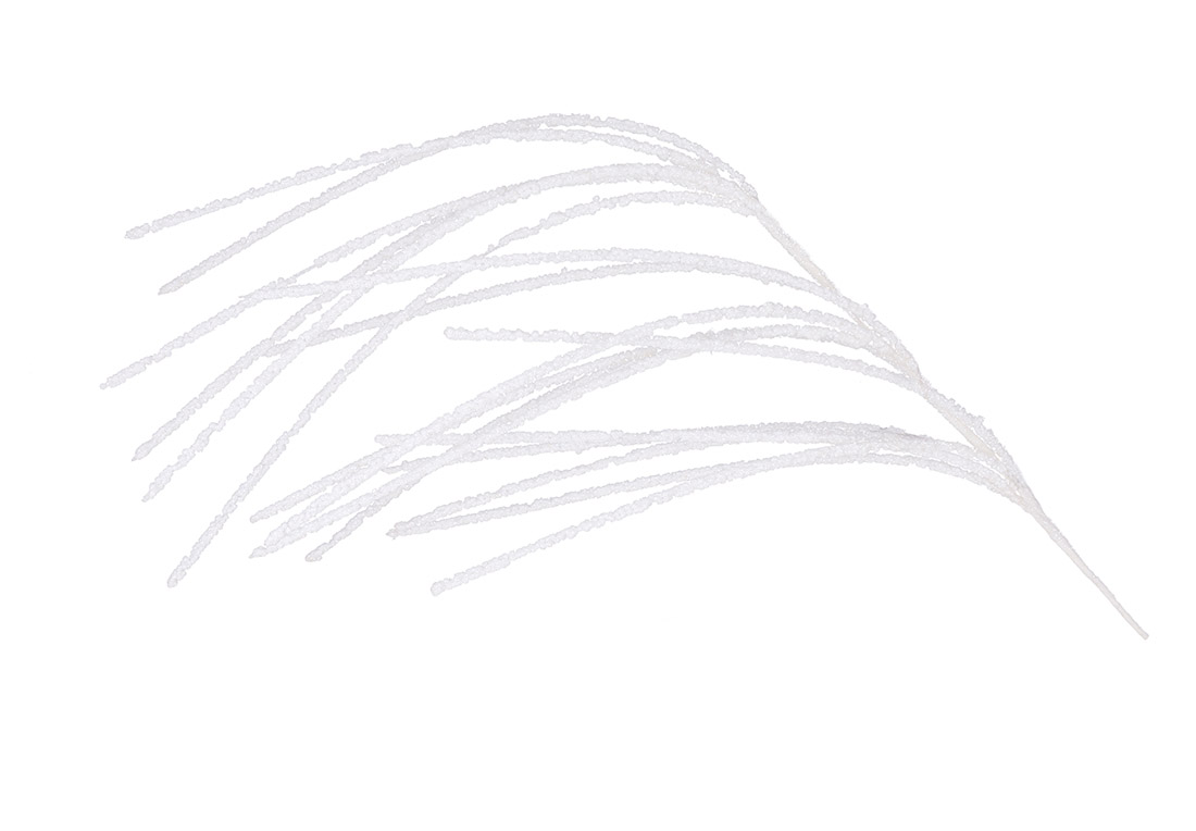 Декоративна гілка всипана великим гліттером 70см, колір-білий