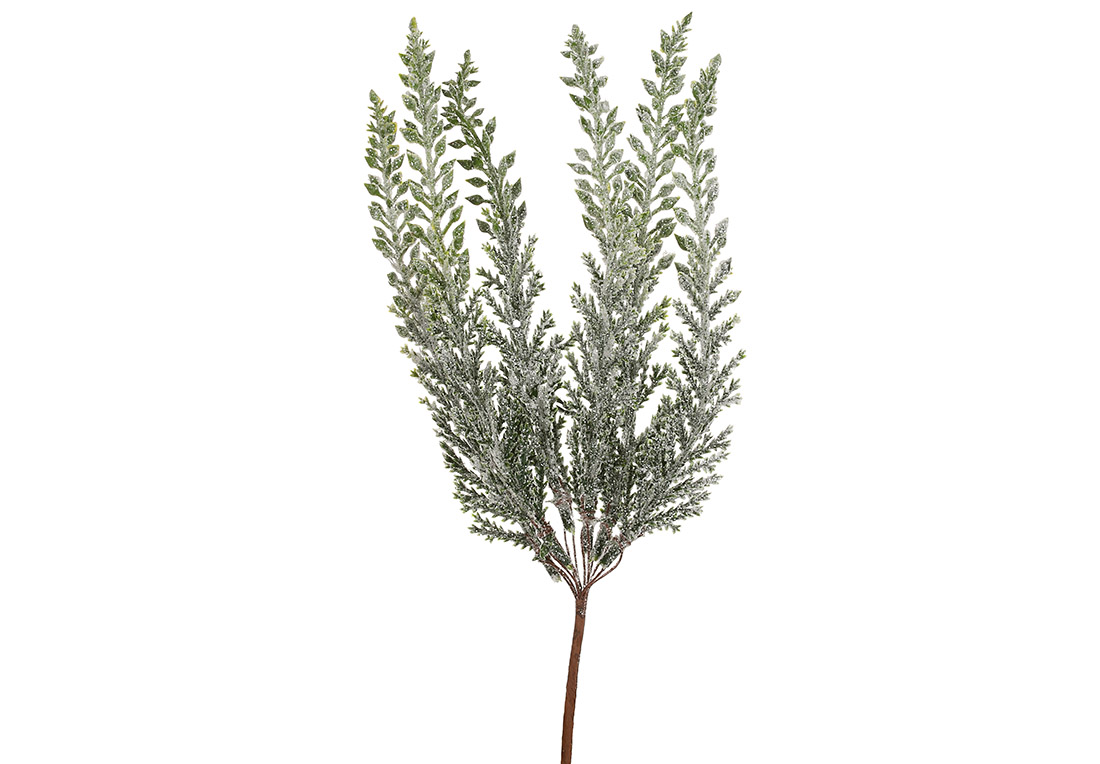 Декоративна гілка папороті в льоду 29см, колір - зелений