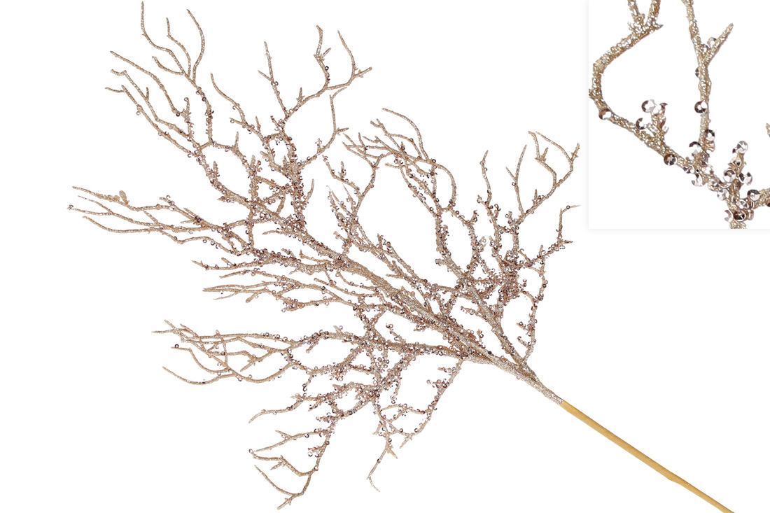 Декоративна гілка Корал 60см, колір - шампань