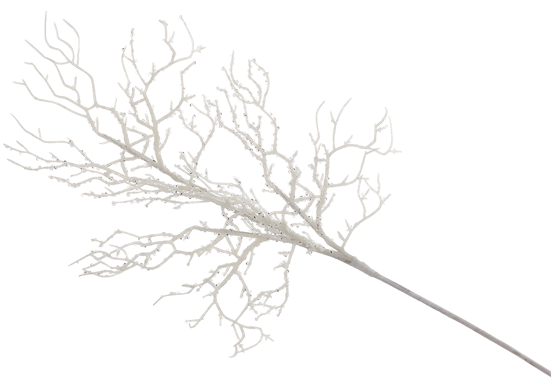 Декоративна гілка Корал 60см, колір - білий