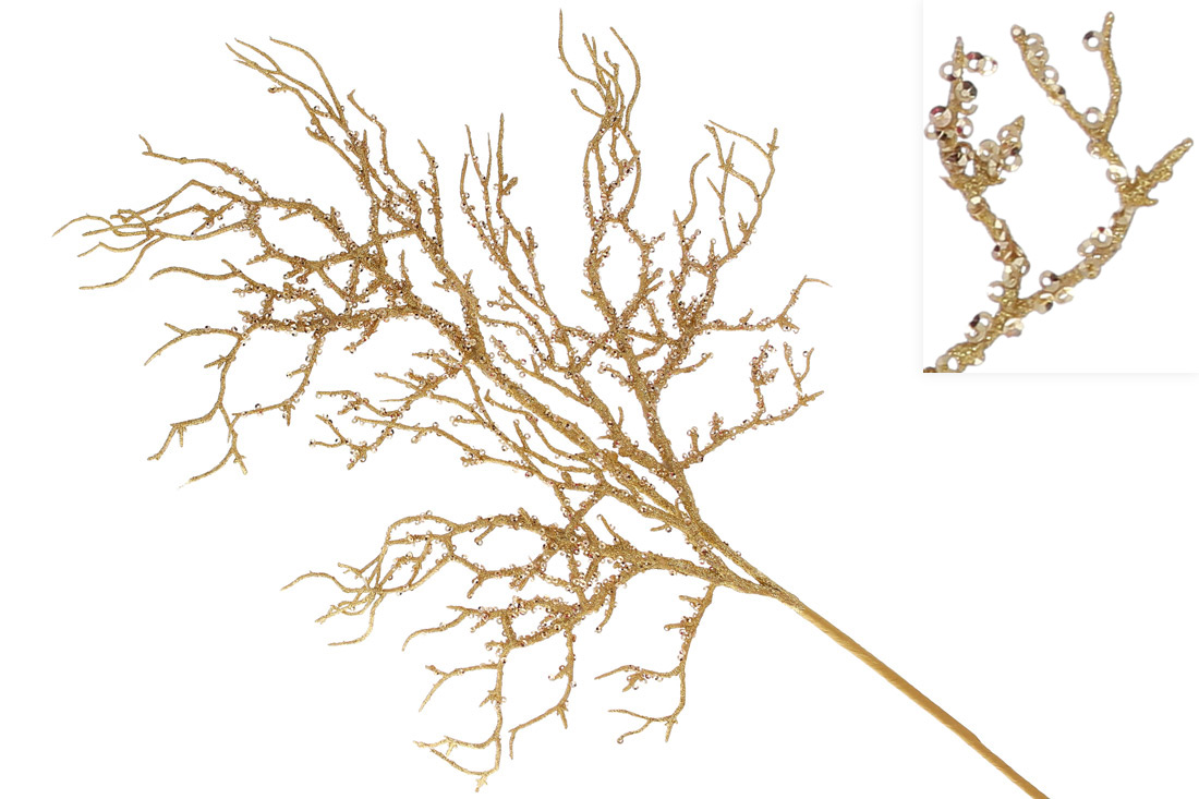 Декоративна гілка Корал 60см, колір - золото