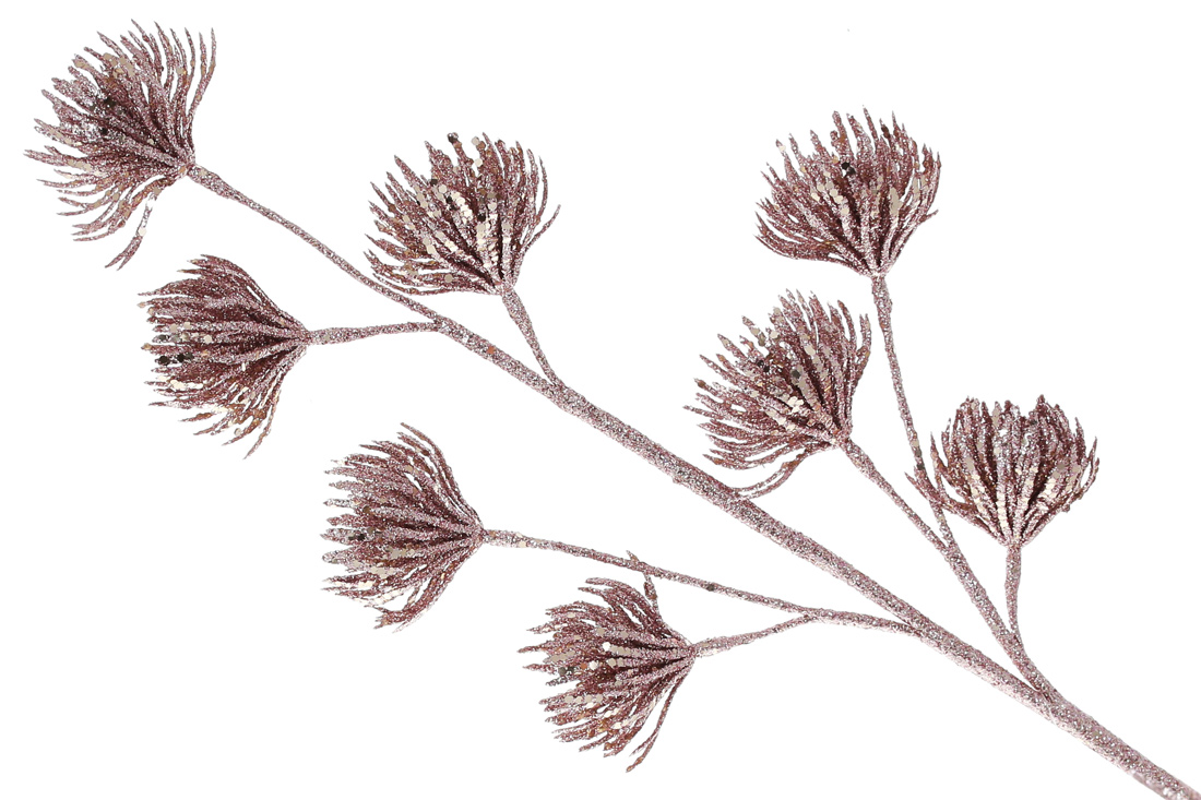 Декоративна гілка з шишками 70см, колір - рожевий