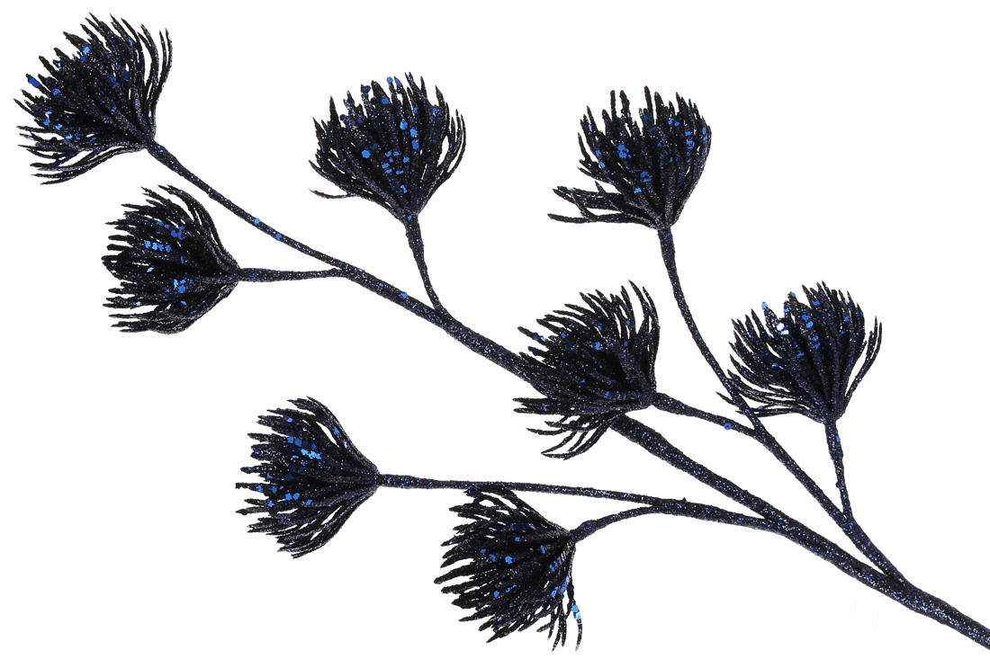 Декоративна гілка з шишками 70см, колір - північний синій