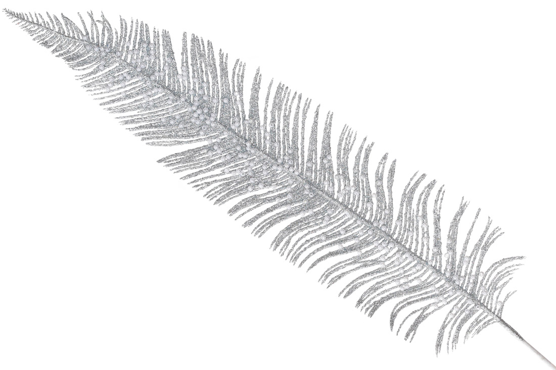 Декоративна гілка Перо 76см, колір - срібло