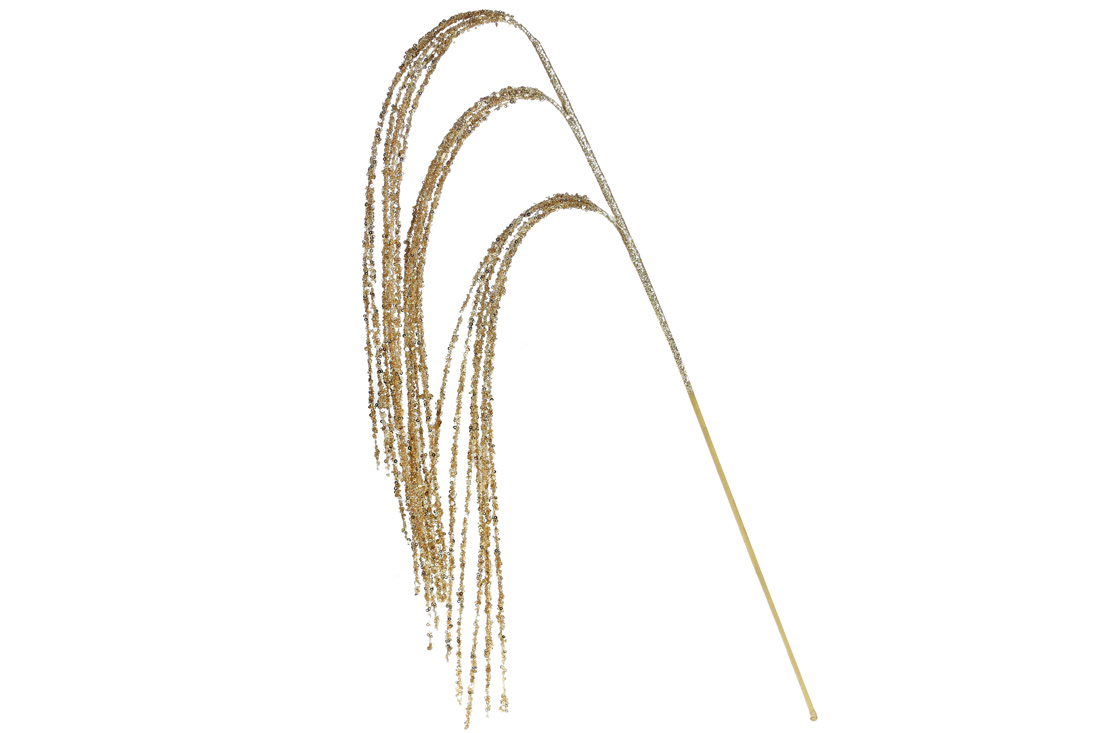 Декоративна гілка, що спадає, в гліттері 97см, колір - золото