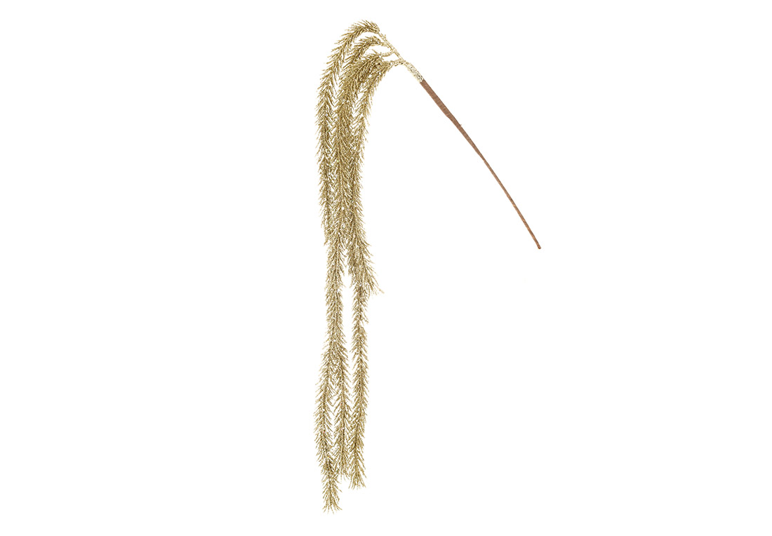 Декоративна спадаюча гілка в гліттері 87см, колір - золото