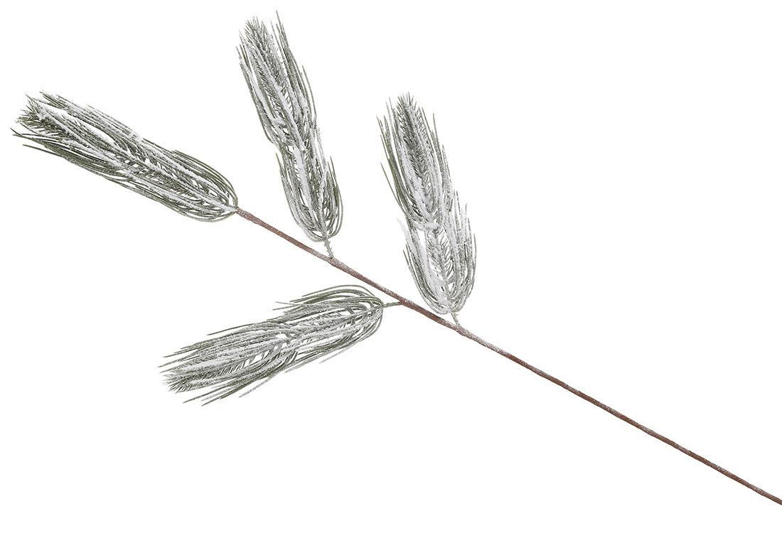 Декоративна гілка хвої засніжена 69см