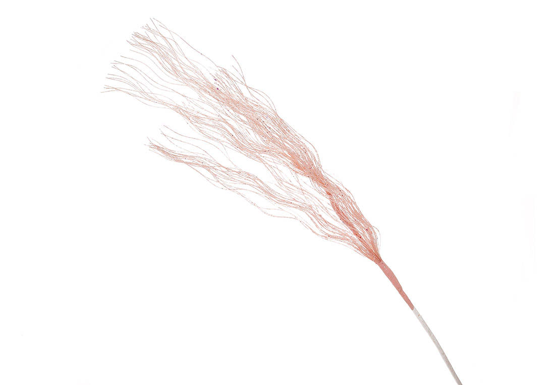 Декоративна гілка Хвилі в рожевому гліттері 83см