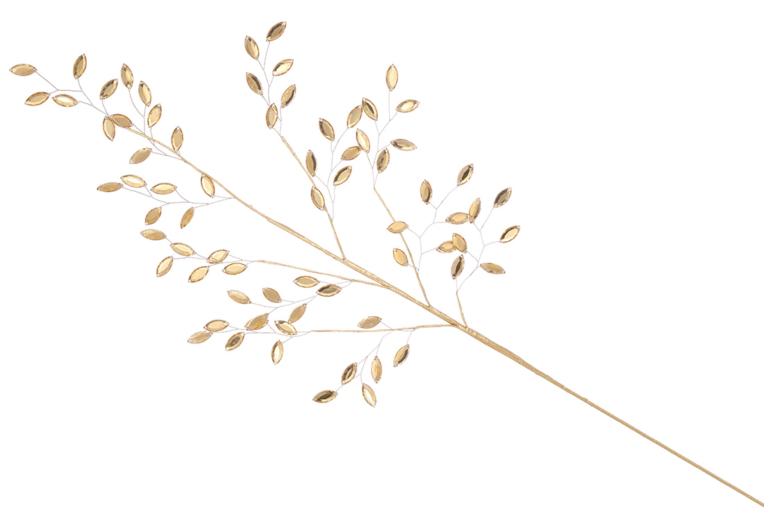 Декоративна гілка з кристалами 72см, колір - золото
