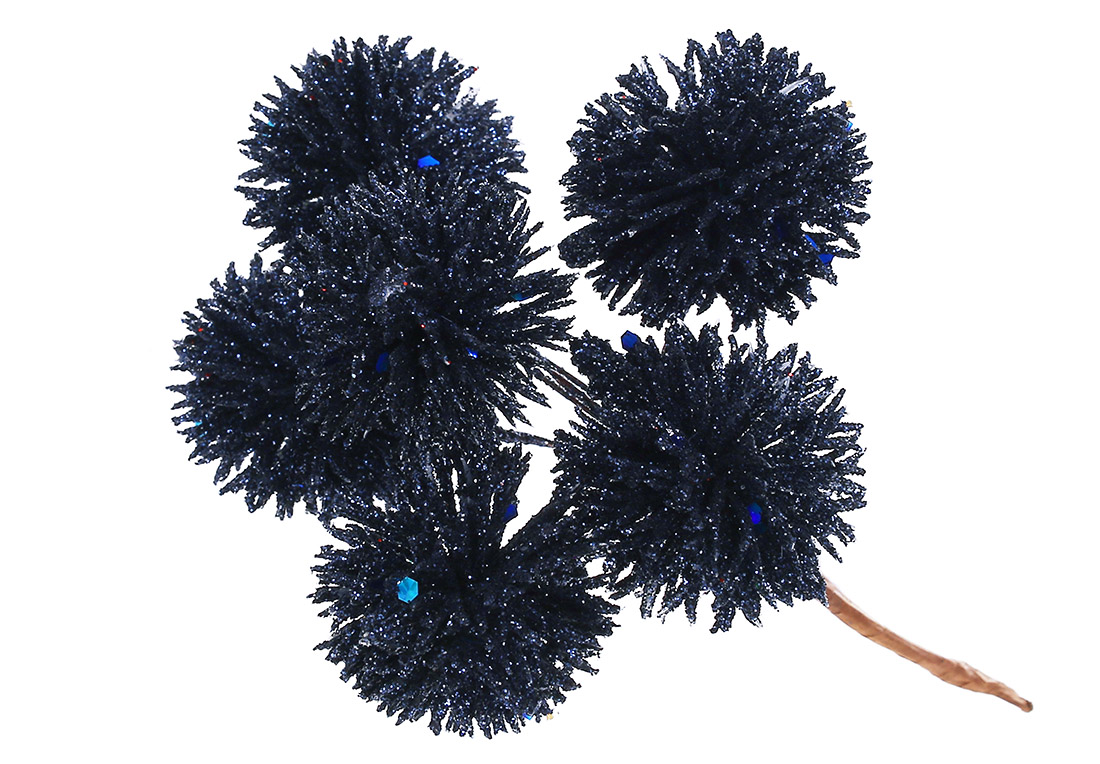 Декоративний пучок у гліттері 13см, колір - синій