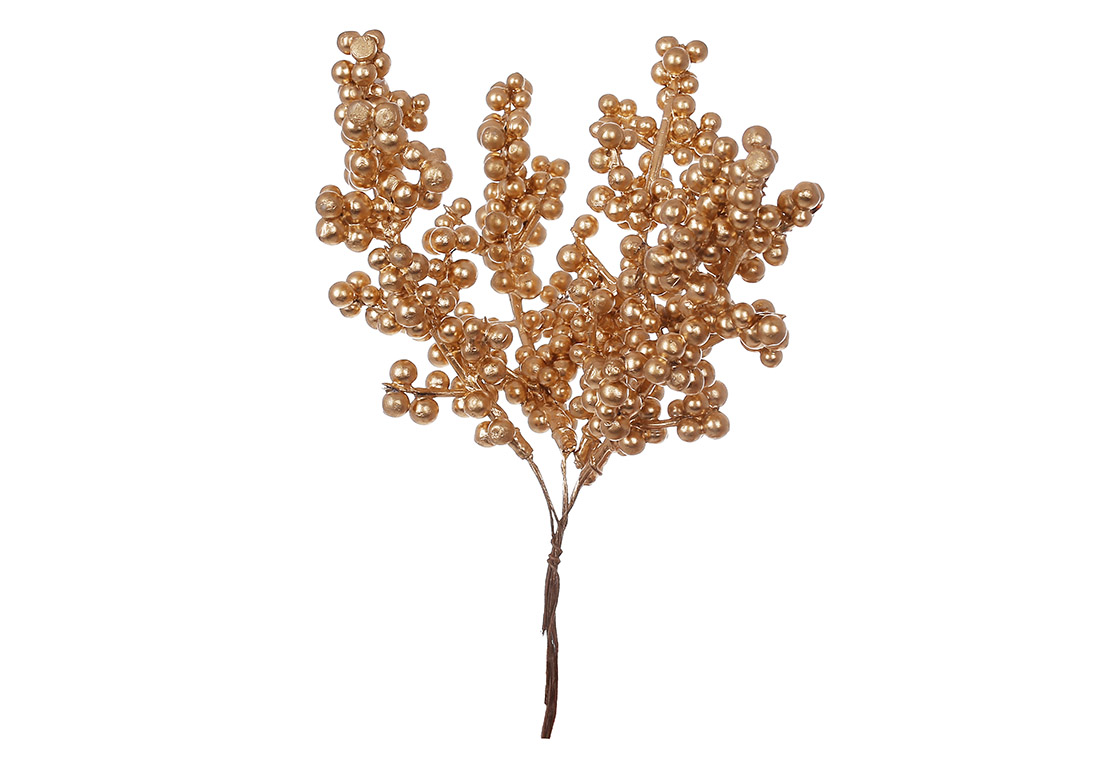Декоративний букетик ягід 20см, колір - золото