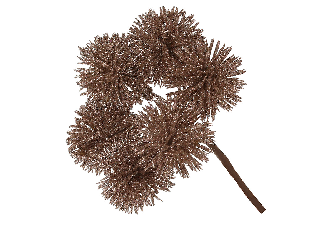 Декоративний пучок ( 6шт ) у глтітері 13см, колір - бежевий