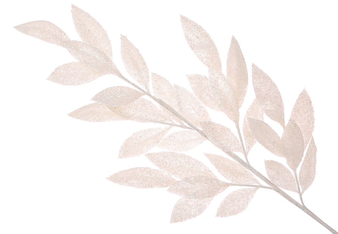 Декоративна гілка Листя 73см, колір - персиковий з гліттером