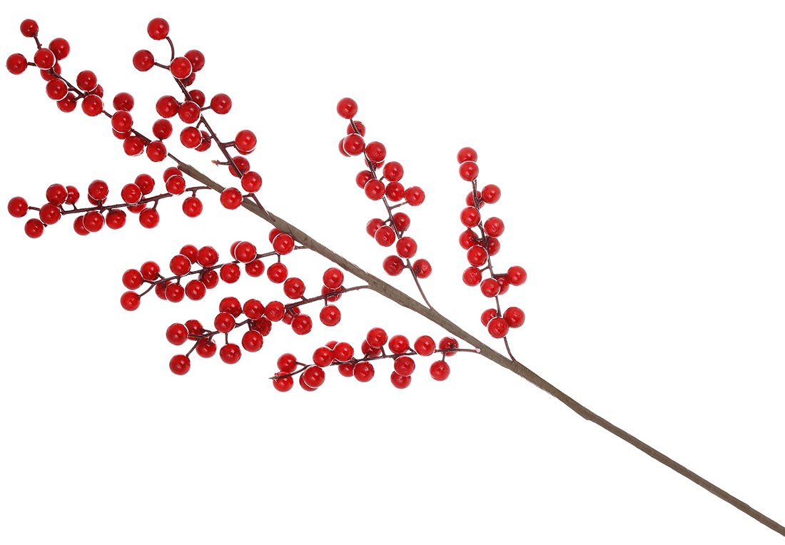 Декоративна гілка з яскраво-червоними ягодами, 88см
