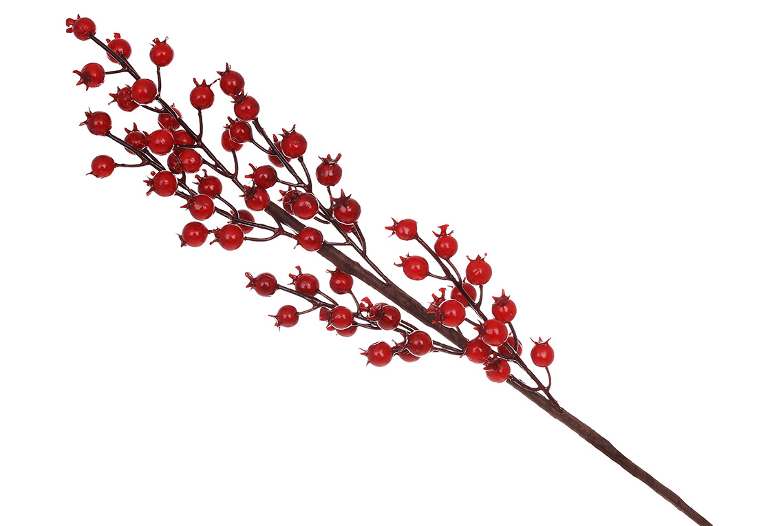 Декоративна гілка з червоними ягодами, 58см