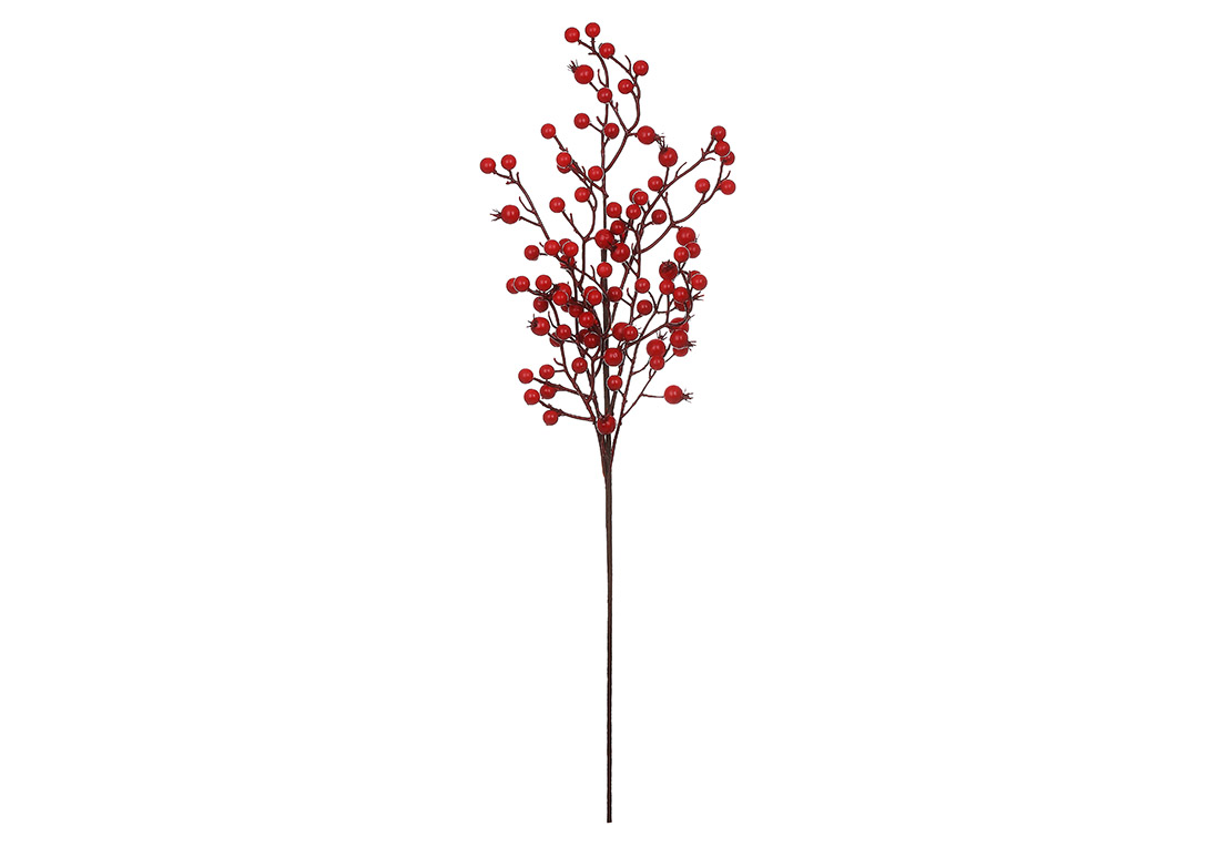 Декоративна гілка червоних ягід, 63см