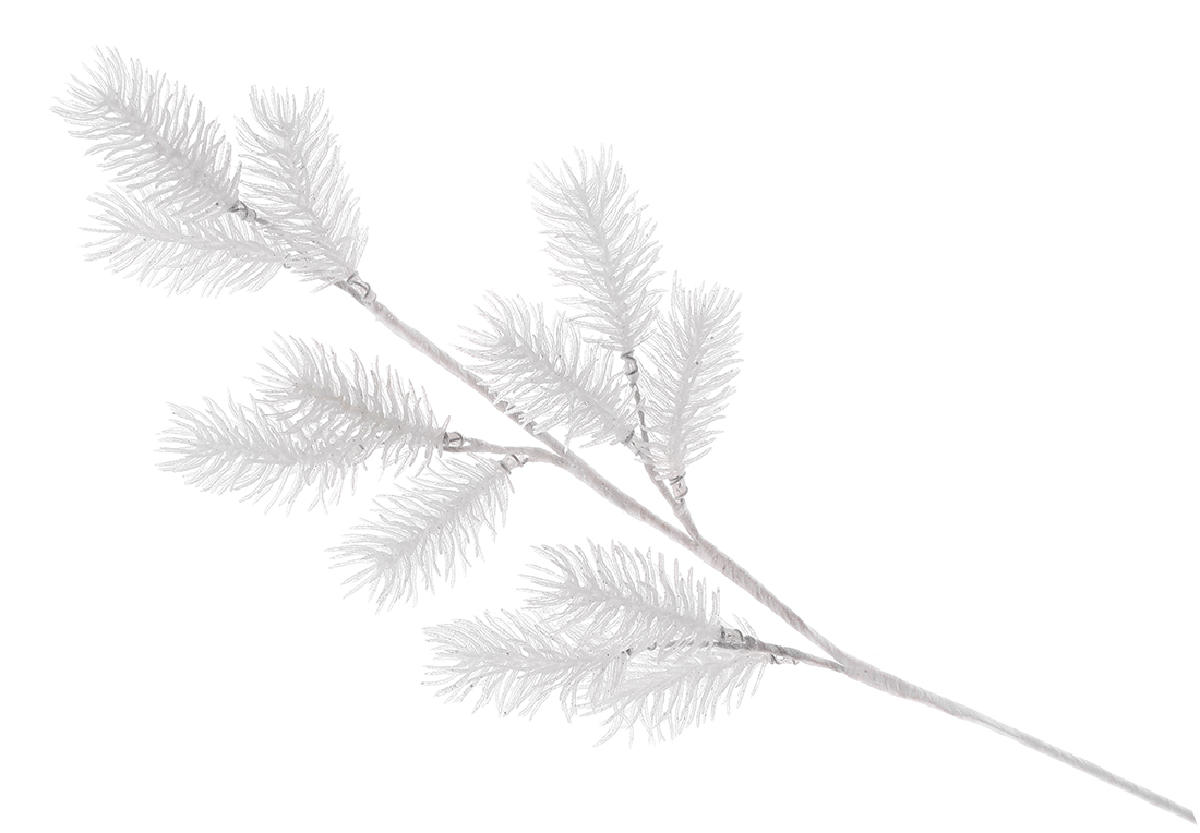 Гілка хвої 65см, колір - білий