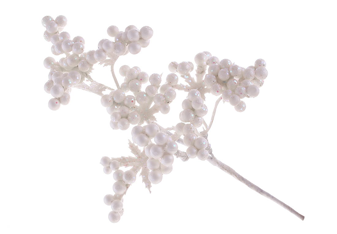 Гілка з ягодами 20см, колір - білий