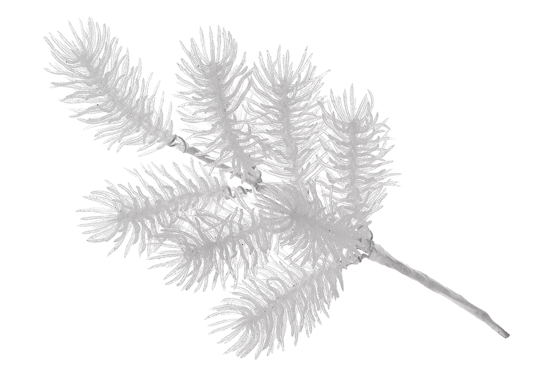 Гілка хвої 30см, колір - білий