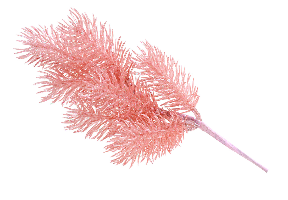 Гілка хвої 30см, колір - персиково-рожевий