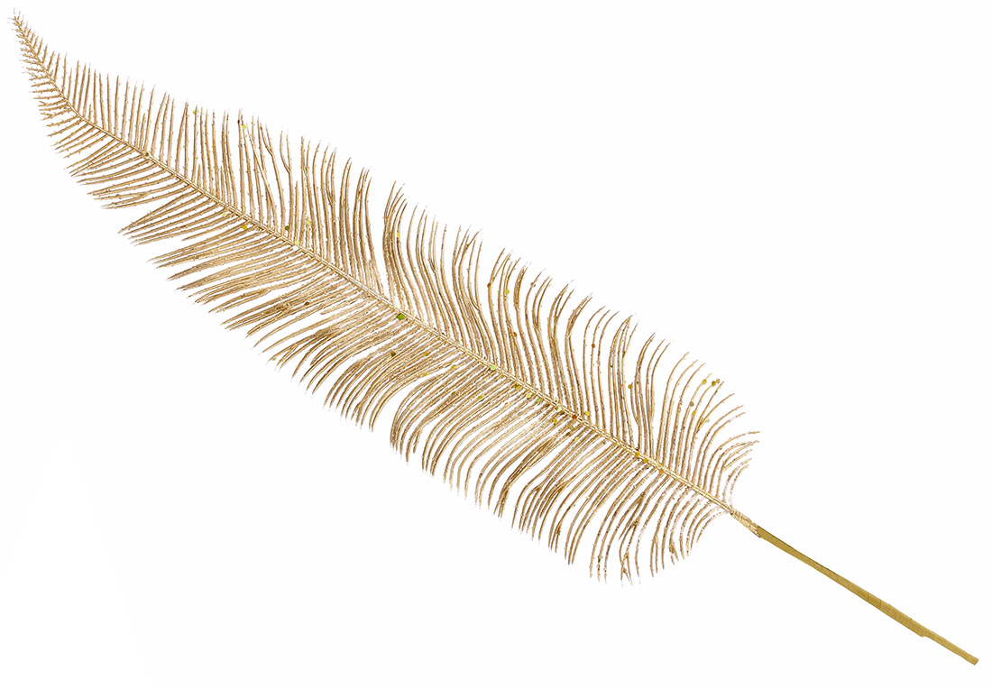 Декоративна гілка Перо 74см, колір - матове золото