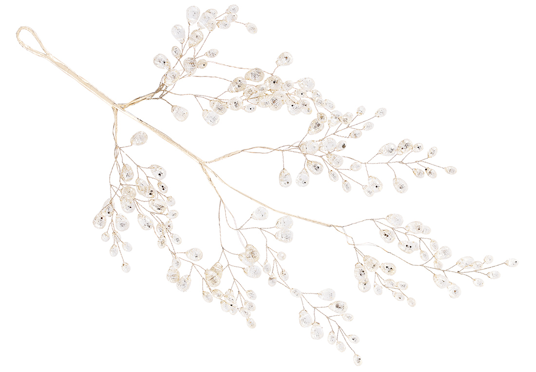 Акрилова підвіска з краплями в гліттері 40см, колір - прозорий з шампань.