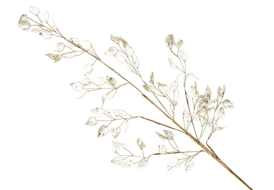 Декоративна гілка з акриловими листочками 72см, колір - шампань