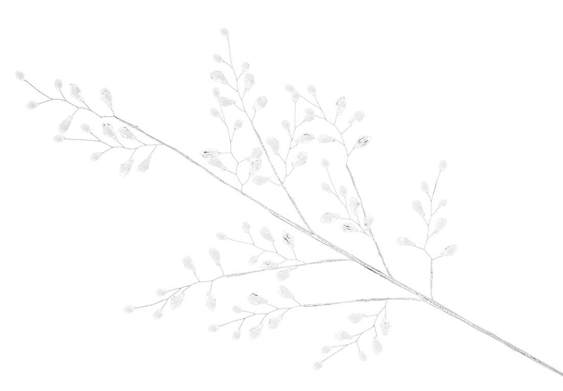 Декоративна гілка з акриловим камінням 72см, колір-прозорий