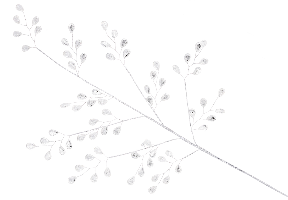 Декоративна гілка з акриловими краплями 72см, колір прозорий зі сріблом.