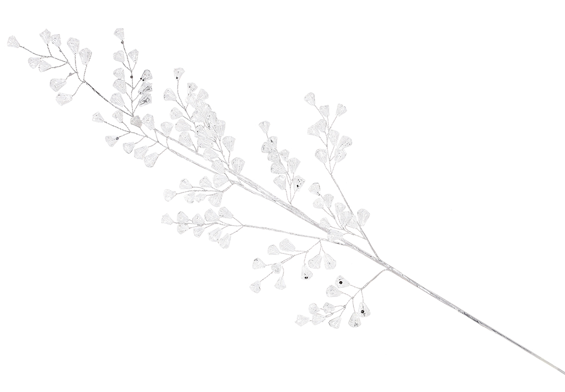 Декоративна гілка з акриловими намистинами 72см, колір-прозорий зі сріблом