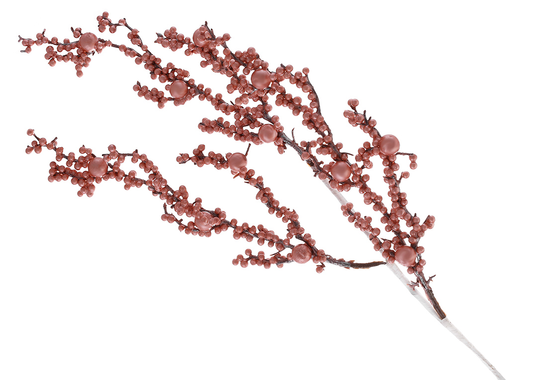 Декоративна гілка з ягодами 63см, колір - рожевий