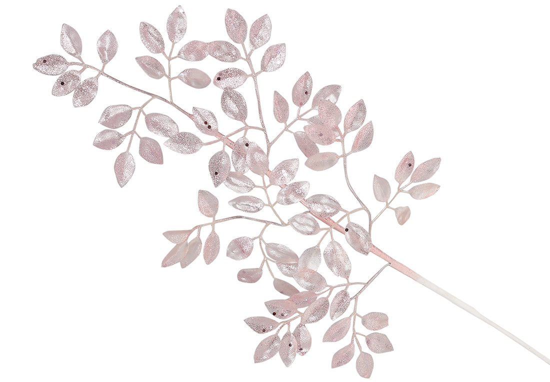 Гілка з перламутровим листям 62см, колір - ніжний рожевий