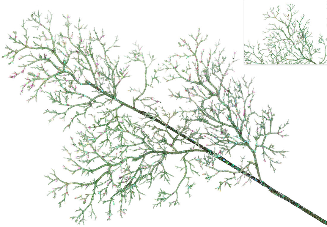 Декоративна гілка Корал 71см, колір - морський зелений