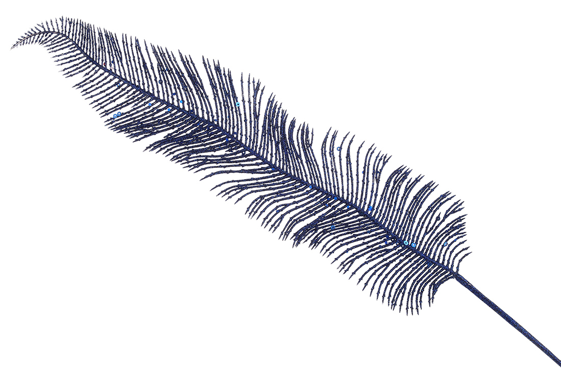 Декоративна гілка Перо 82см, колір - королівський синій