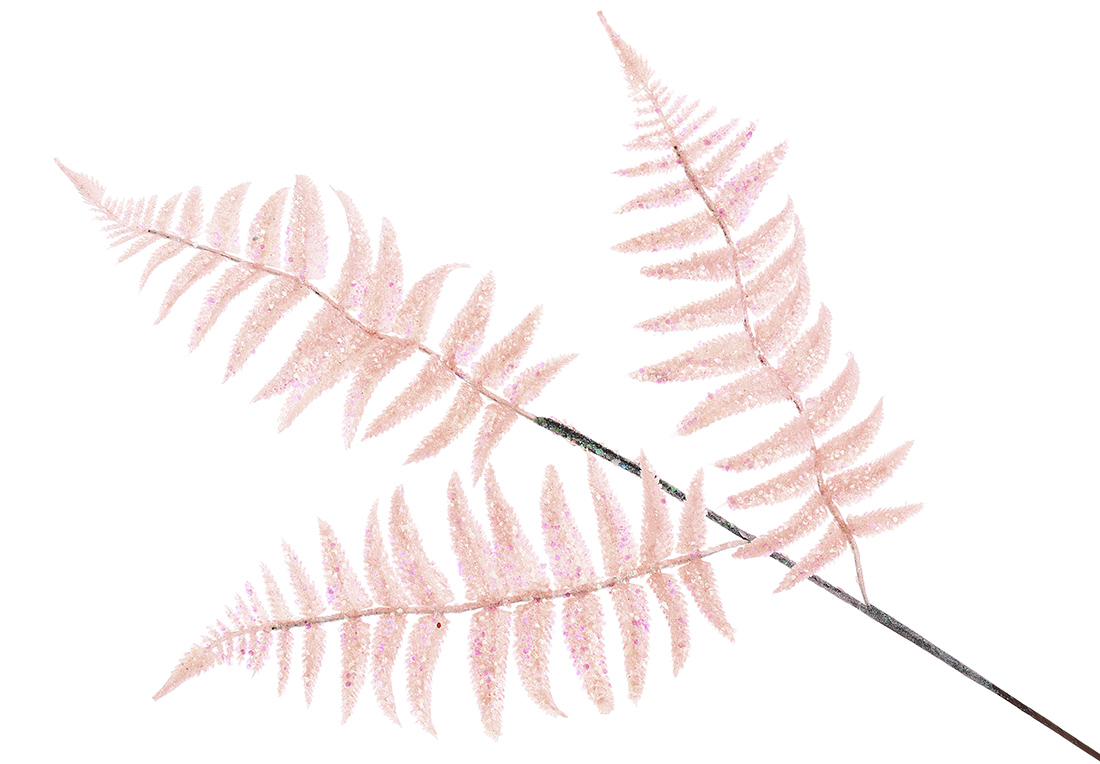 Декоративна гілка Папороть на 3 листи 81см, колір - рожевий персик