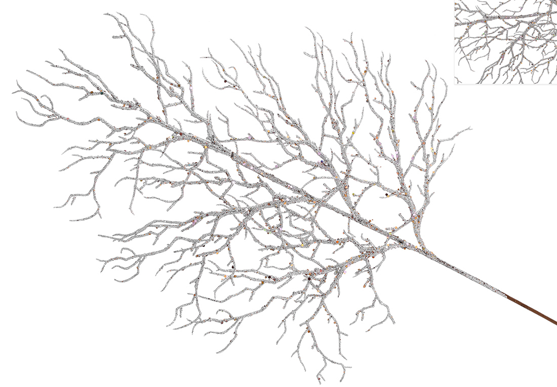 Декоративна гілка Корал 72см, колір - срібло