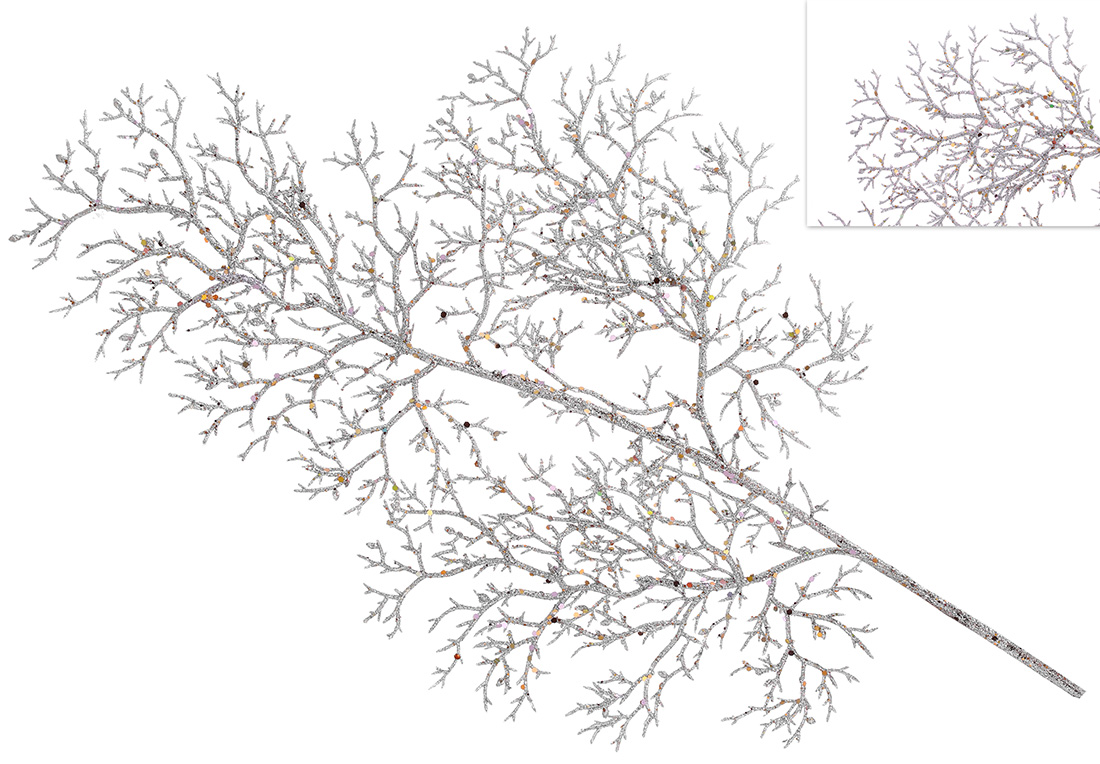 Декоративна гілка Корал 71см, колір - срібло