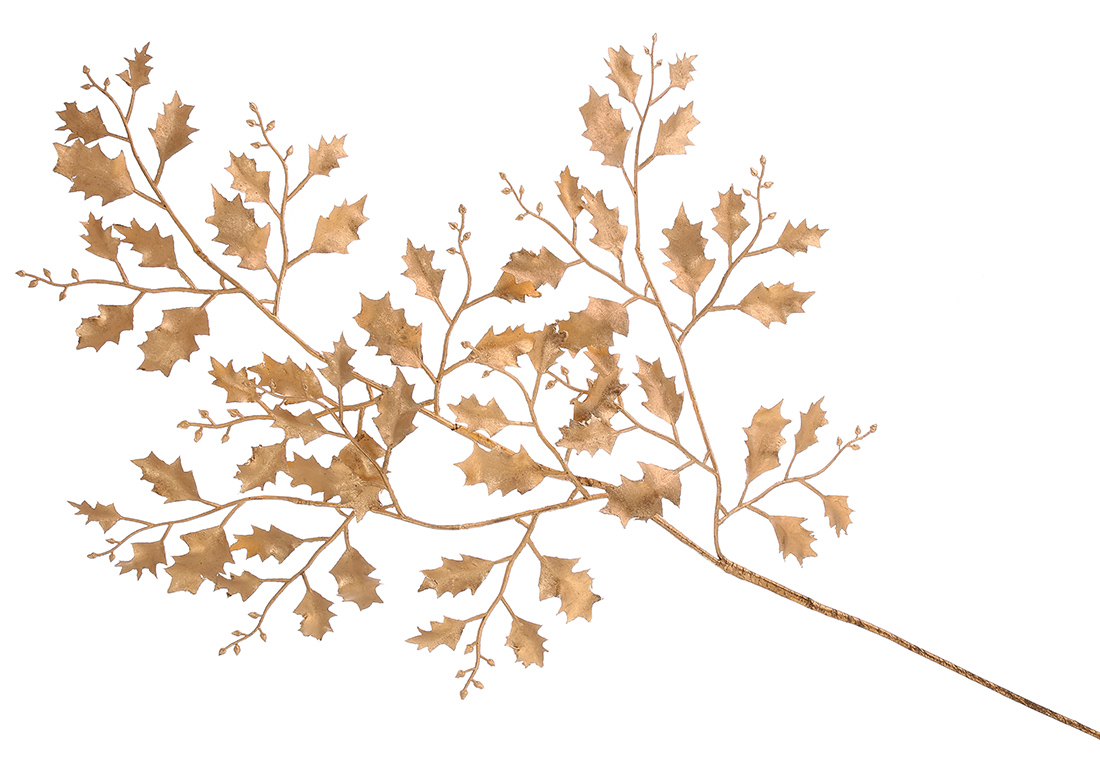 Декоративна гілка 77см, колір - матове золото.
