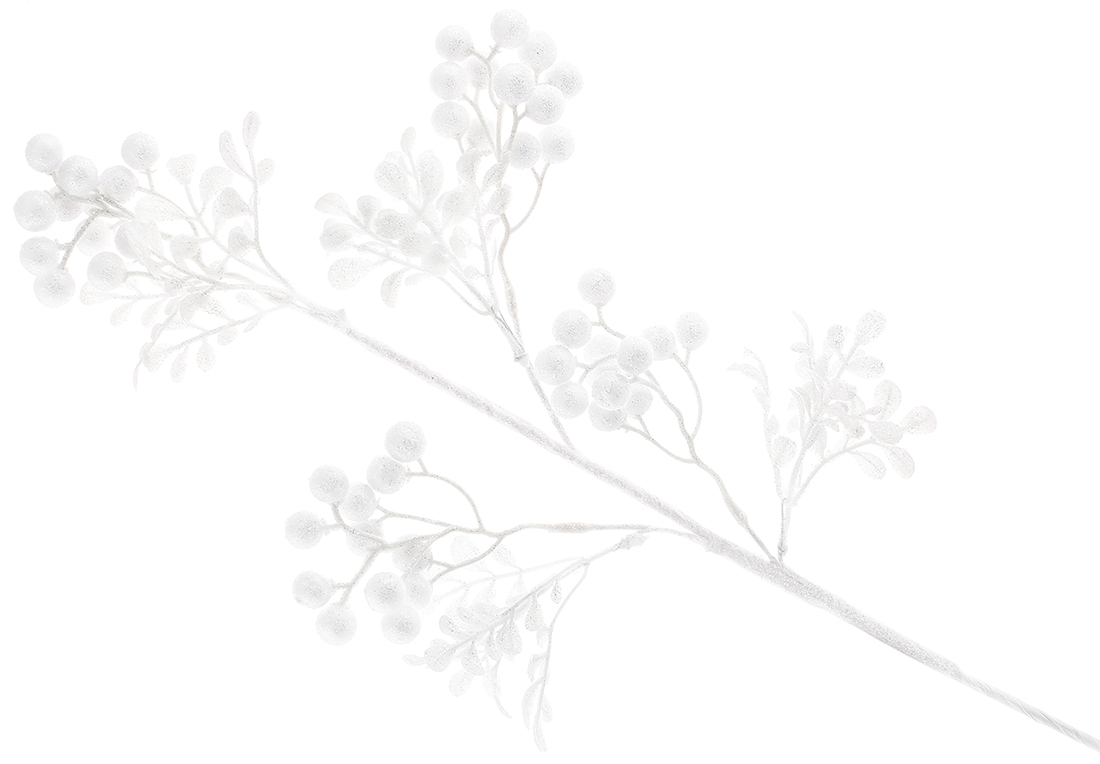 Декоративна гілка з ягодами 63см, колір - білий