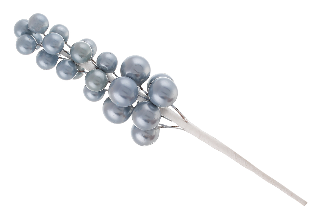 Декоративна гілка Виноград 19см, колір - блакитний перламутр