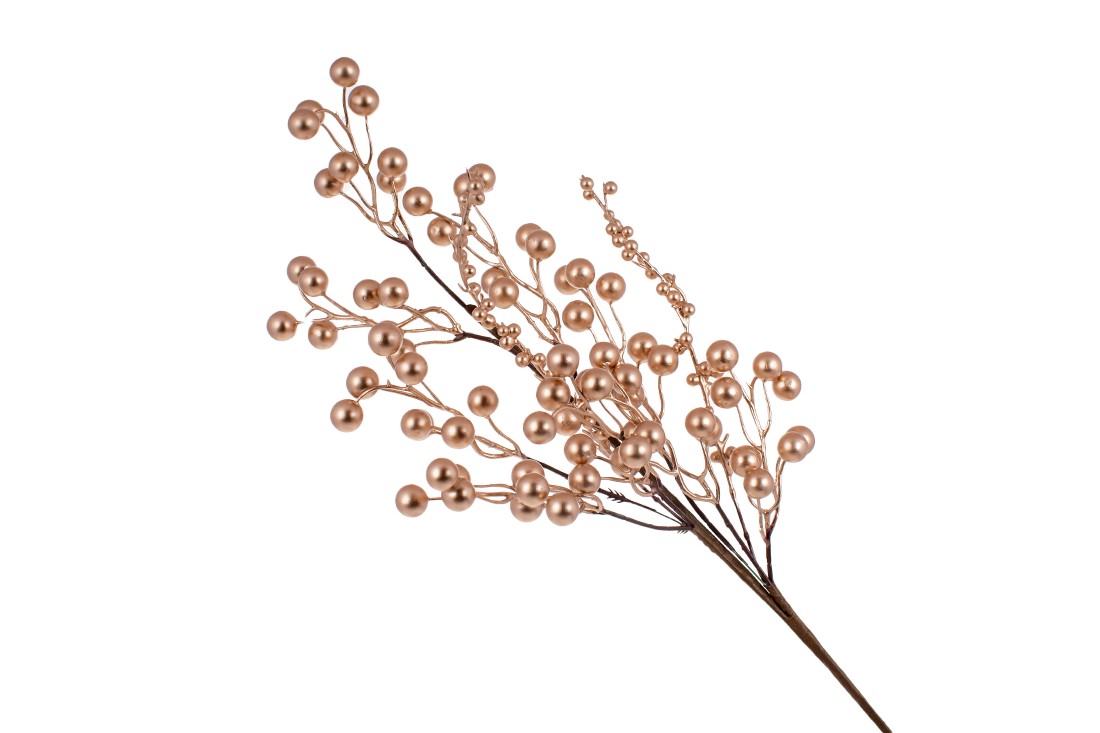 Декоративна гілка із золотими перламутровими ягодами, 62см