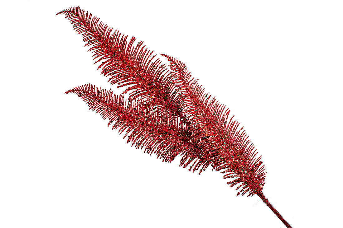 Декоративна гілка 78см, колір - червоний глітер
