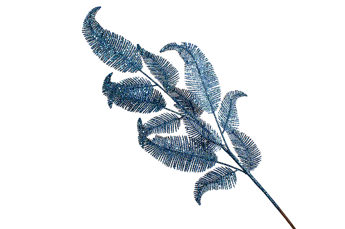 Декоративна гілка 73см, колір - синій глітер