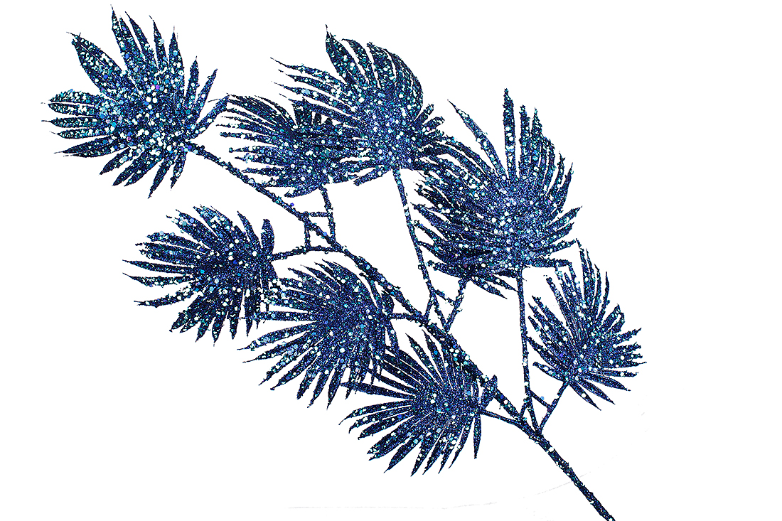 Декоративна гілка Пальма 70см, колір - синій