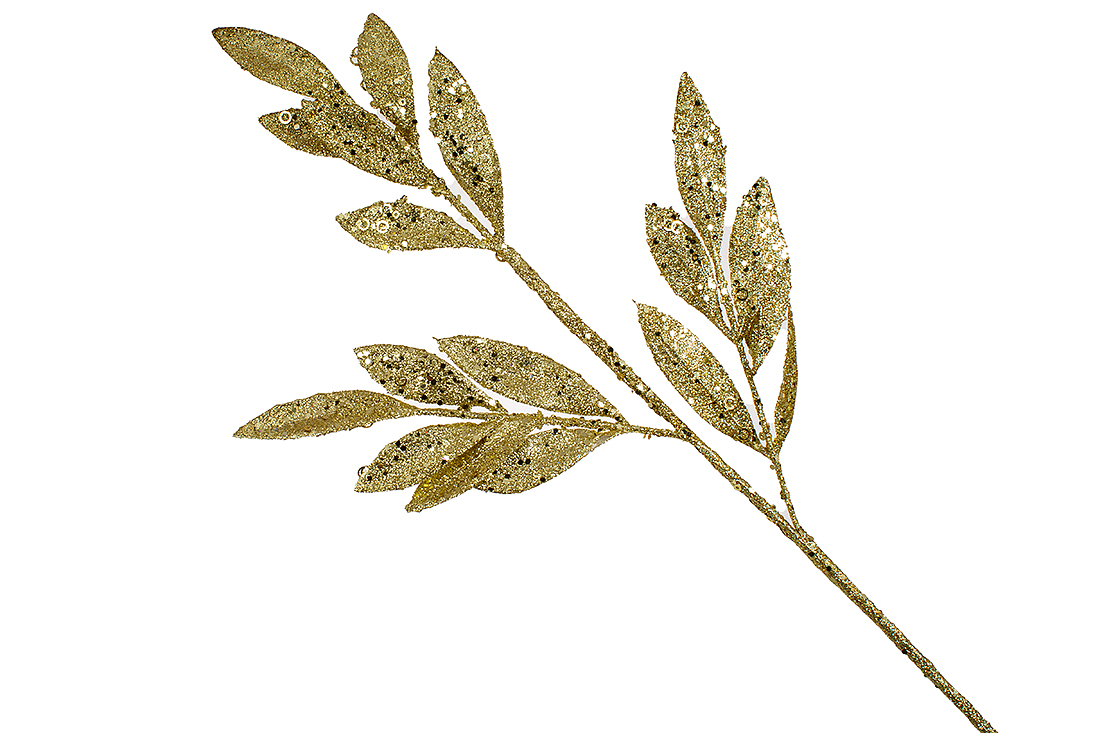 Декоративна гілка 70см, колір - золотий гліттер