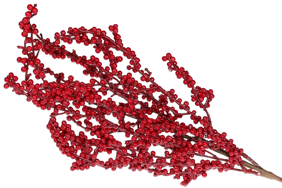 Декоративна гілка з червоними ягодами, 65см